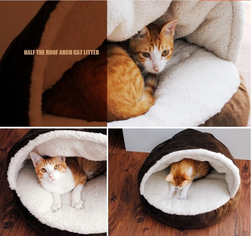 Half Roof Cat House, Brown