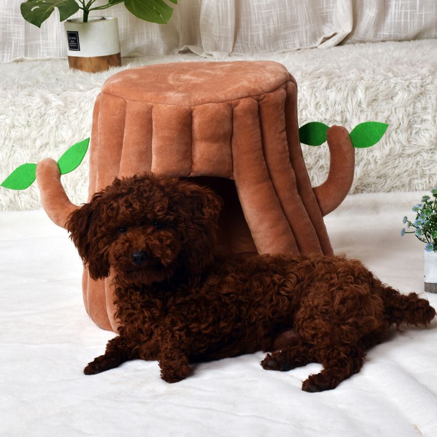 Plush Tree Stump Cat House