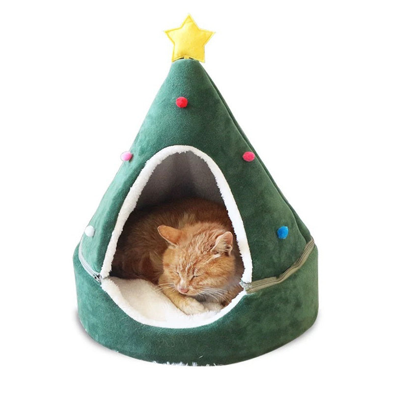 Christmas Tree Pet Cave Bed