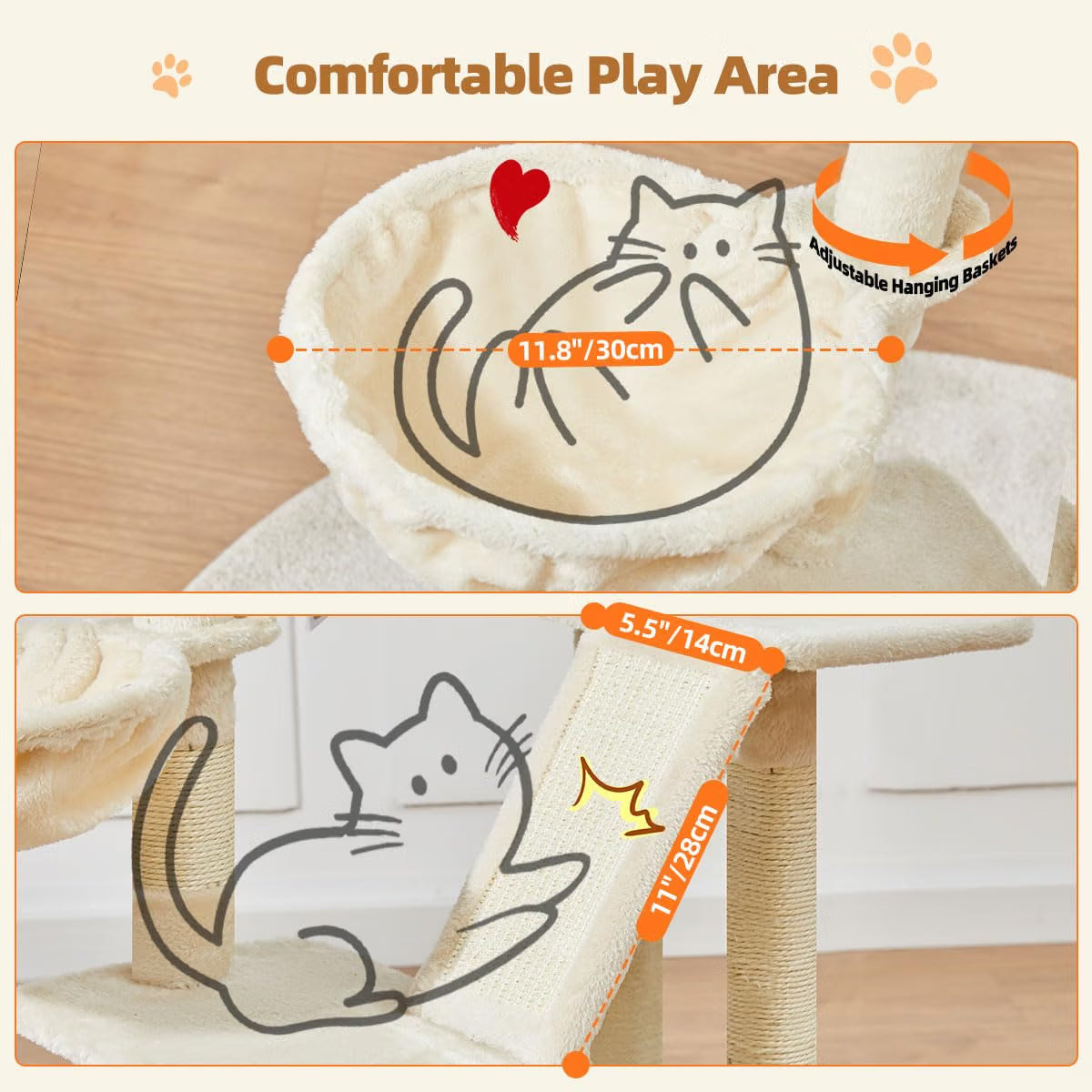 Compact Cat Tree 98 cm, Beige
