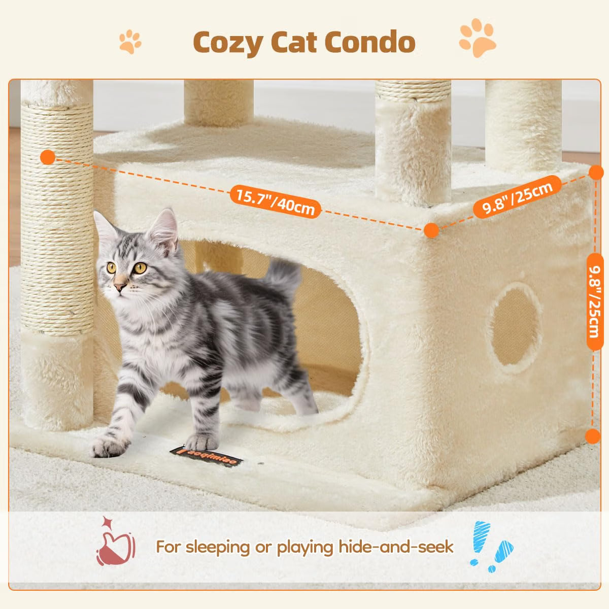 Compact Cat Tree 98 cm, Beige