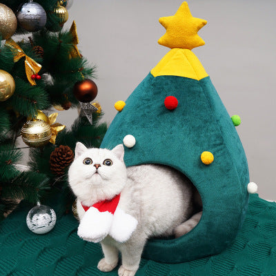 Christmas Tree Pet Cave Bed